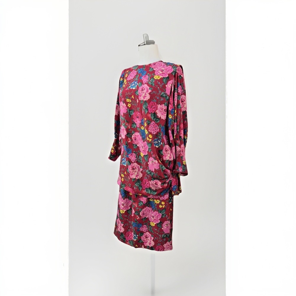 Emanuel Ungaro 80's Vintage Red Floral 2 piece Outfit Women's Dress Italy M/L